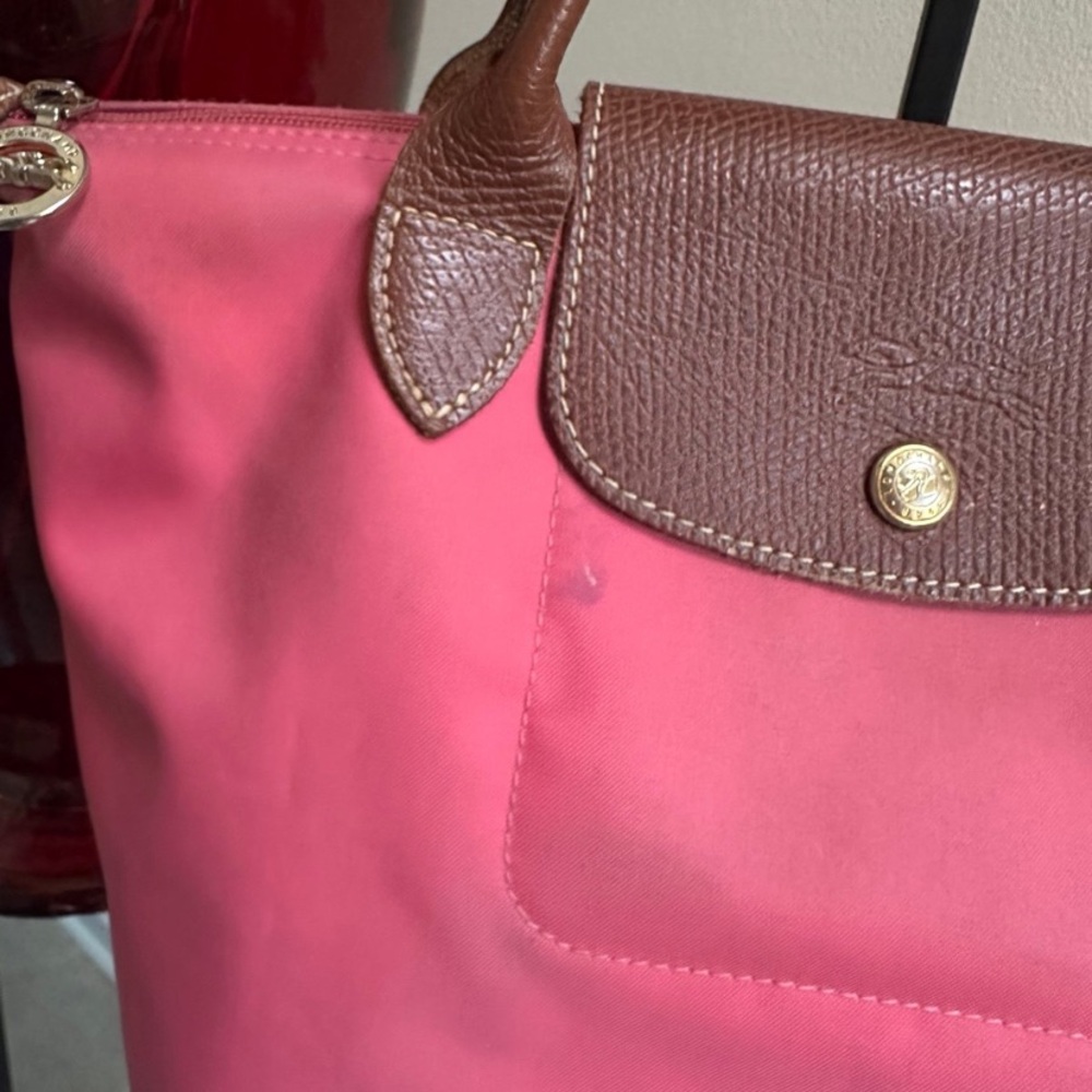 🌹 Longchamp Pink Medium Tote Leather Bag with CutieBuddie Charm - Picture 5 of 13